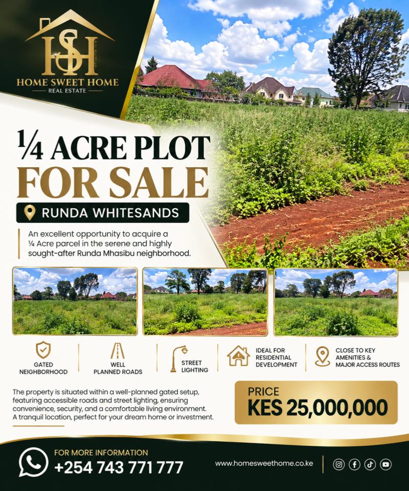 ¼ Acre Plot for Sale in Runda Whitesands – KES 25 Million photo 4